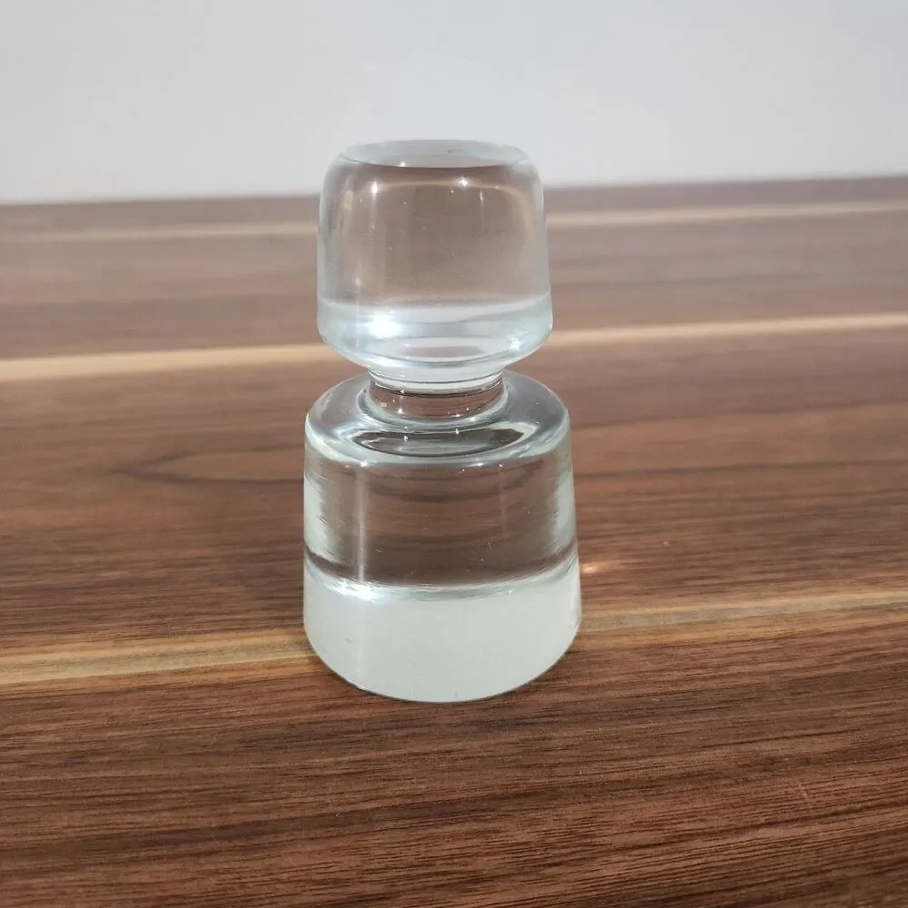 Vintage MCM Clear Glass Decanter Stopper Style Paper Weight 2x4
